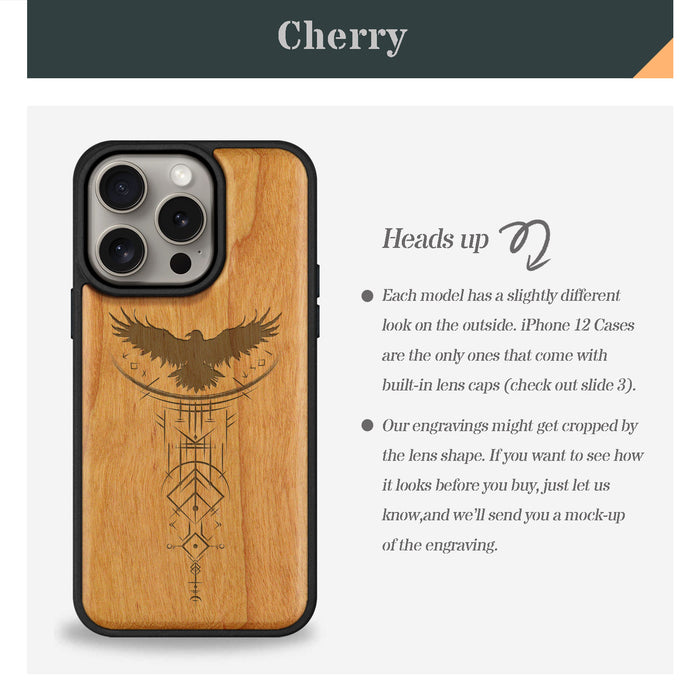 Norse Symbols, Classic Engraved Wood & TPU Case - Artisanal Cover for Apple iPhone