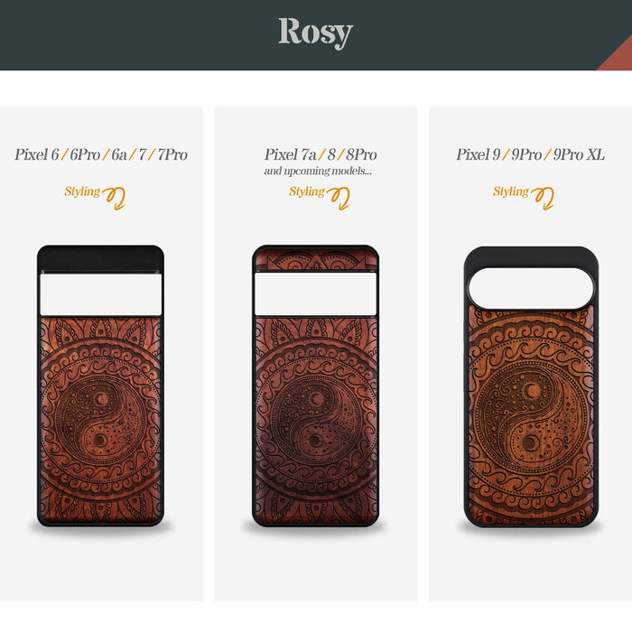 The Yin Yang Paisley, Classic Engraved Wood & TPU Case - Artisanal Cover for Google Pixel