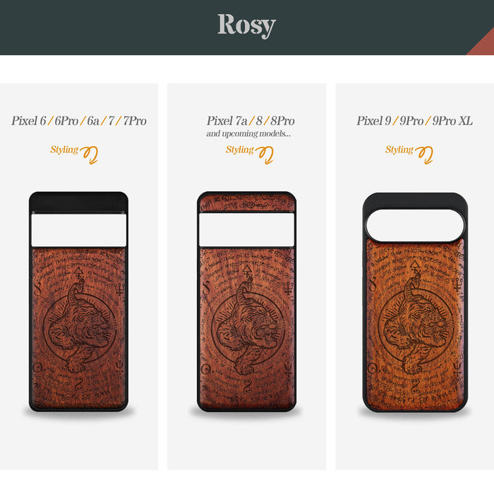 A Mingle of Might and Mystery, Classic Engraved Wood & TPU Case - Artisanal Cover for Google Pixel