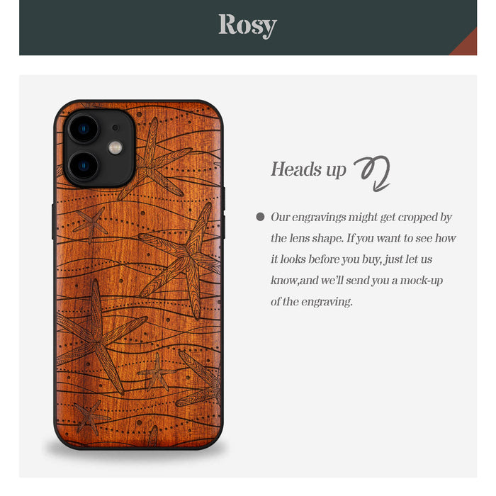 The Starfish Tapestry, Classic Engraved Wood & TPU Case - Artisanal Cover for Apple iPhone