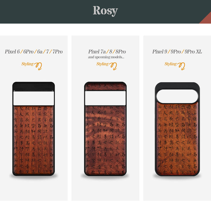 Tao Te Ching Calligraphy, Classic Engraved Wood & TPU Case - Artisanal Cover for Google Pixel