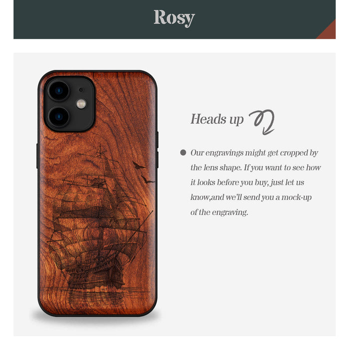 Sailboat on the Sea, Classic Engraved Wood & TPU Case - Artisanal Cover for Apple iPhone