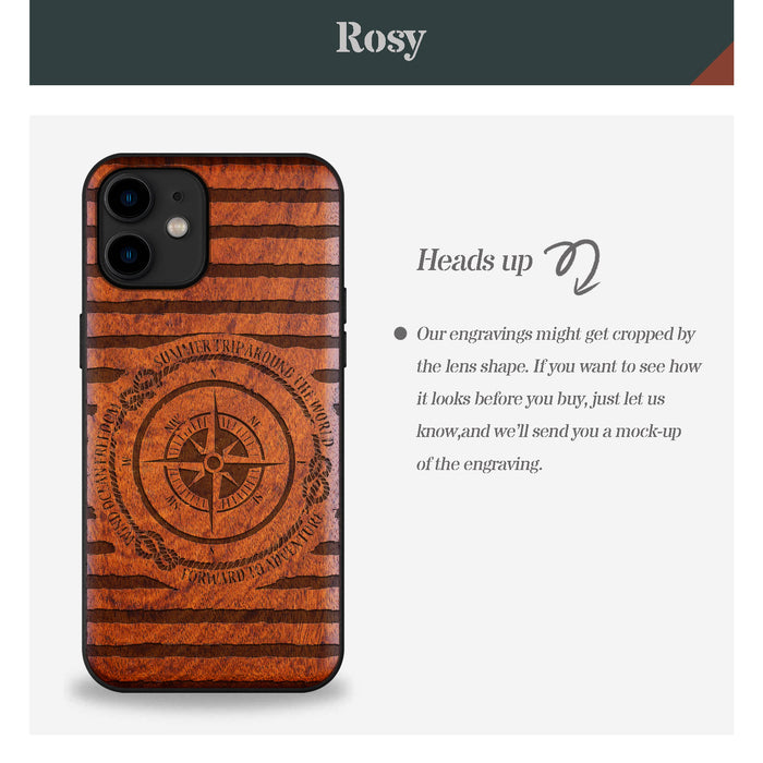 Charting the Course, Classic Engraved Wood & TPU Case - Artisanal Cover for Apple iPhone