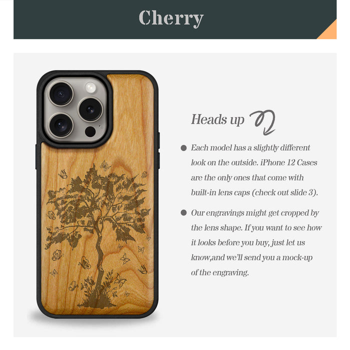 The Zentangle Sapling, Classic Engraved Wood & TPU Case - Artisanal Cover for Apple iPhone