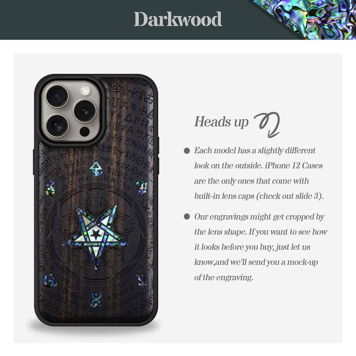 Whisper of the Abyss, Hand-Inlaid Wood & Mother of Pearl Case - Artisanal Cover for Apple iPhone