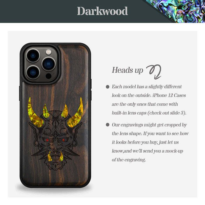 Fierce Elegance, Hand-Inlaid Wood & Mother of Pearl Case - Artisanal Cover for Apple iPhone