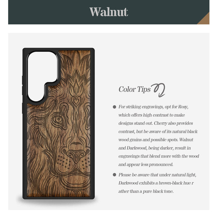 Zentangle Lion Classic Engraved Wood & TPU Case Samsung Galaxy Artisanal Case View