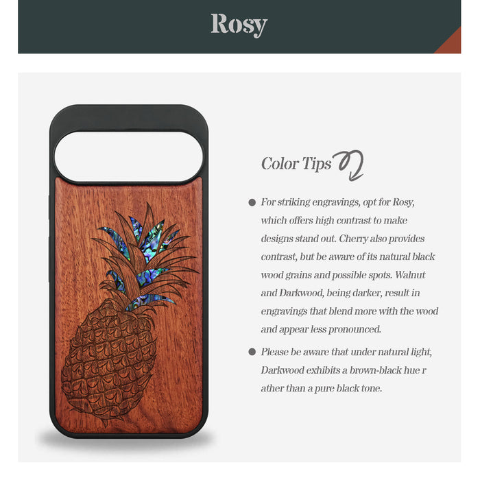 The Pineapple Fruit Design, Hand-Inlaid Wood & Mother of Pearl Case - Artisanal Cover for Google Pixel