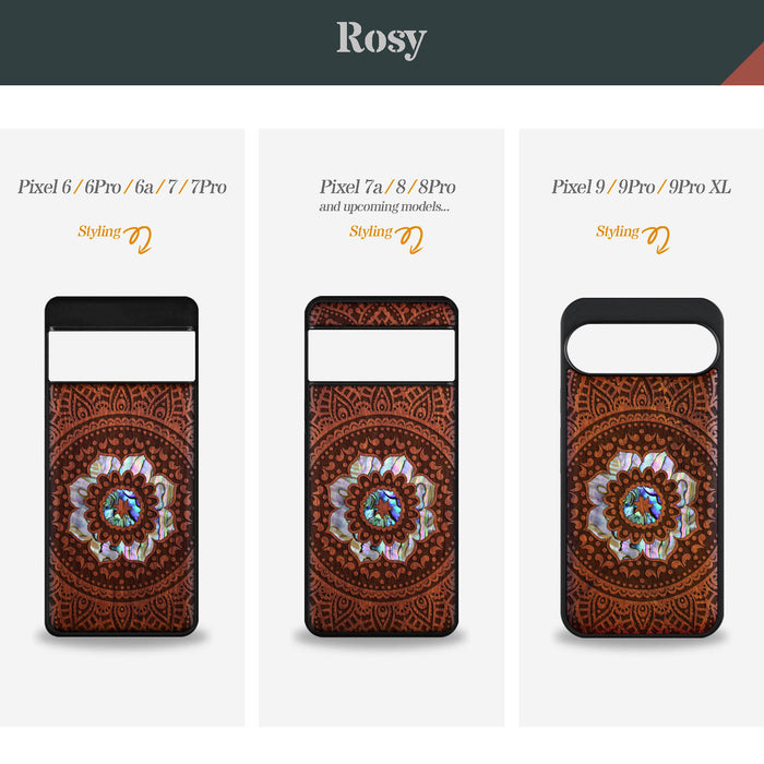 The Indian Floral Mandala, Hand-Inlaid Wood & Mother of Pearl Case - Artisanal Cover for Google Pixel