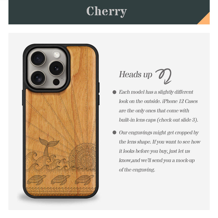 The Whale's Sunset Dance, Classic Engraved Wood & TPU Case - Artisanal Cover for Apple iPhone