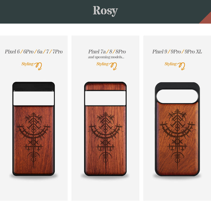 Vegvísir, Classic Engraved Wood & TPU Case - Artisanal Cover for Google Pixel