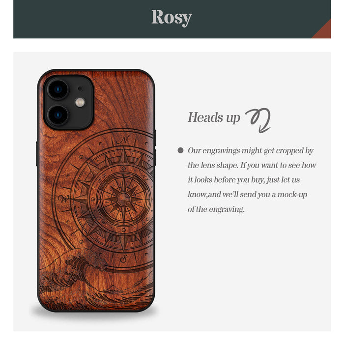 The Compass and the Wave, Classic Engraved Wood & TPU Case - Artisanal Cover for Apple iPhone