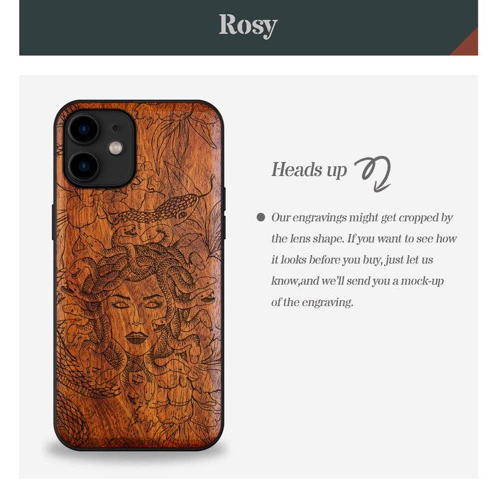 The Medusa Enigma, Classic Engraved Wood & TPU Case - Artisanal Cover for Apple iPhone