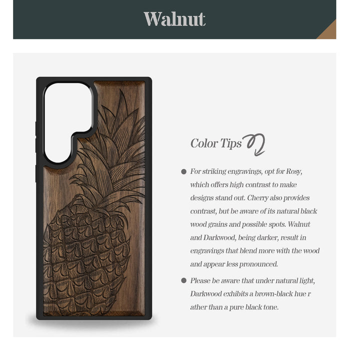 The Pineapple Fruit Design Classic Engraved Wood & TPU Case Samsung Galaxy Artisanal Case View