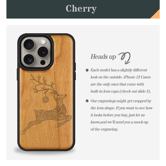 The Leaping Deer, Classic Engraved Wood & TPU Case - Artisanal Cover for Apple iPhone