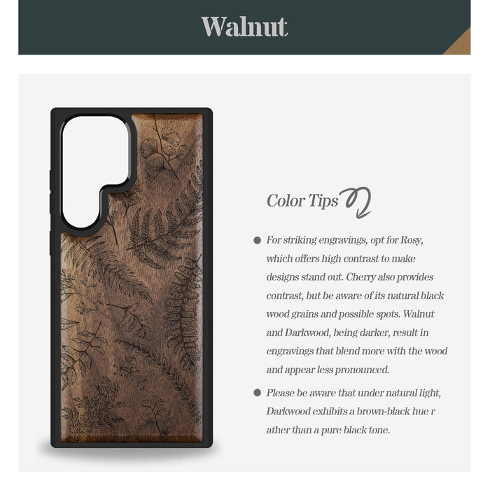Floral Vintage Classic Engraved Wood & TPU Case Samsung Galaxy Artisanal Case View