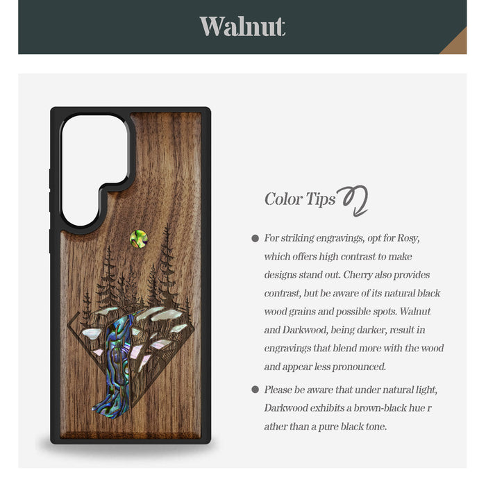 The Floating Forest and Waterfall, Hand-Inlaid Wood & Mother of Pearl Case - Artisanal Cover for Samsung Galaxy