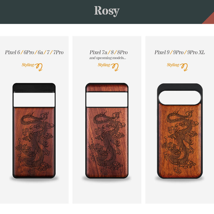 The Majestic Chinese Dragon, Classic Engraved Wood & TPU Case - Artisanal Cover for Google Pixel