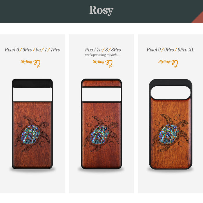 The Maori Turtle, Hand-Inlaid Wood & Mother of Pearl Case - Artisanal Cover for Google Pixel