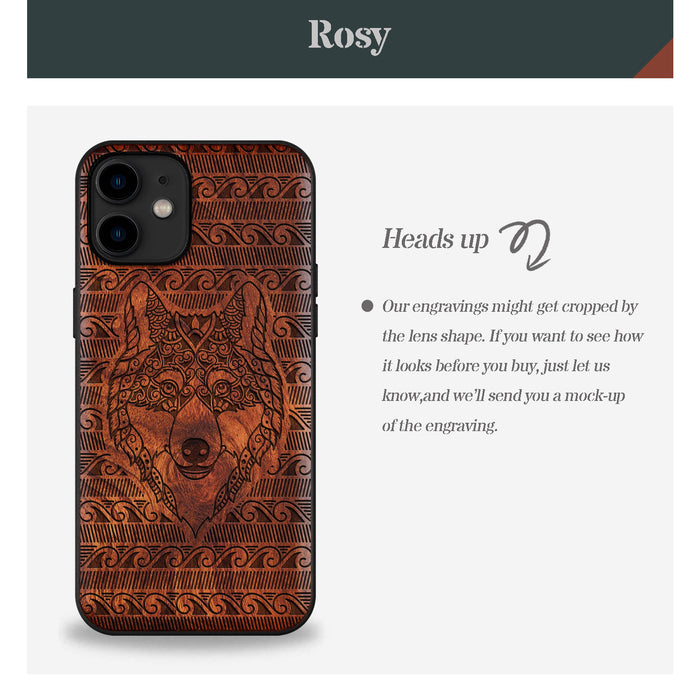 The Mystical Canine, Classic Engraved Wood & TPU Case - Artisanal Cover for Apple iPhone