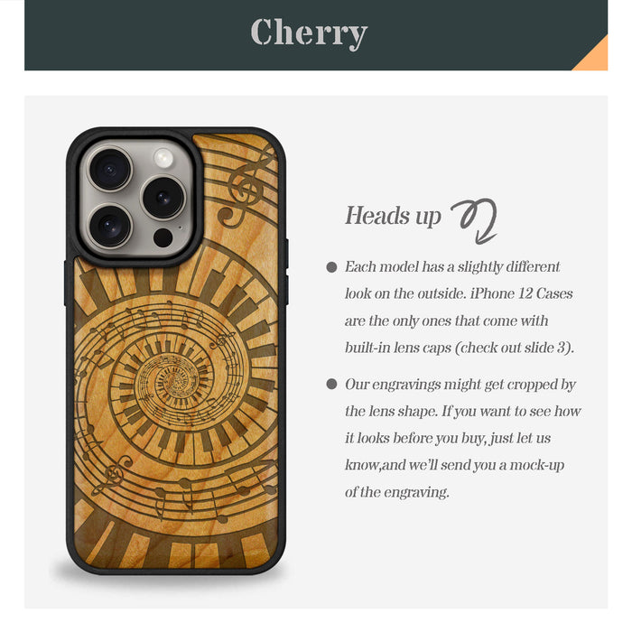 A Spiral Symphony, Classic Engraved Wood & TPU Case - Artisanal Cover for Apple iPhone