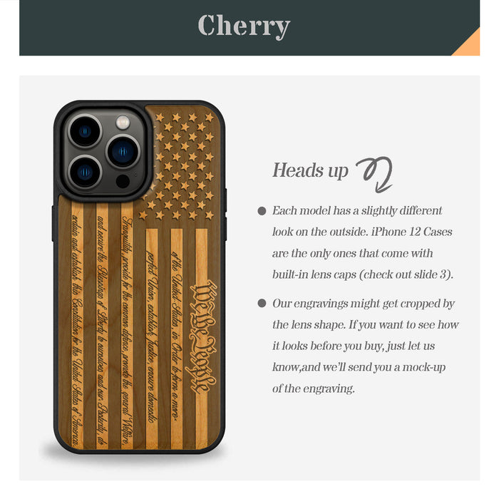 Classic Engraved Wood & TPU Case - Artisanal Cover for Apple iPhone