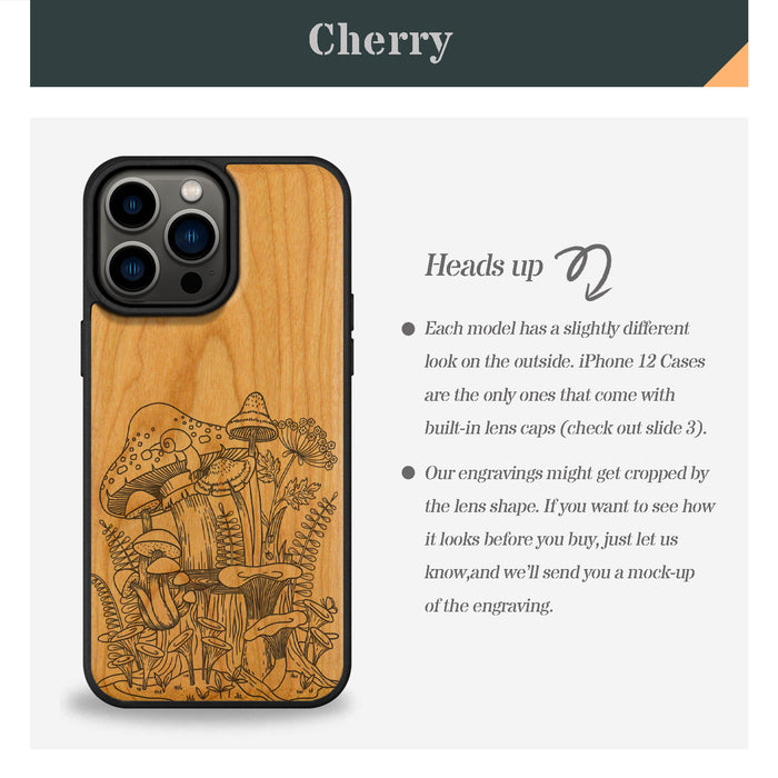 Mystical Forest, Classic Engraved Wood & TPU Case - Artisanal Cover for Apple iPhone