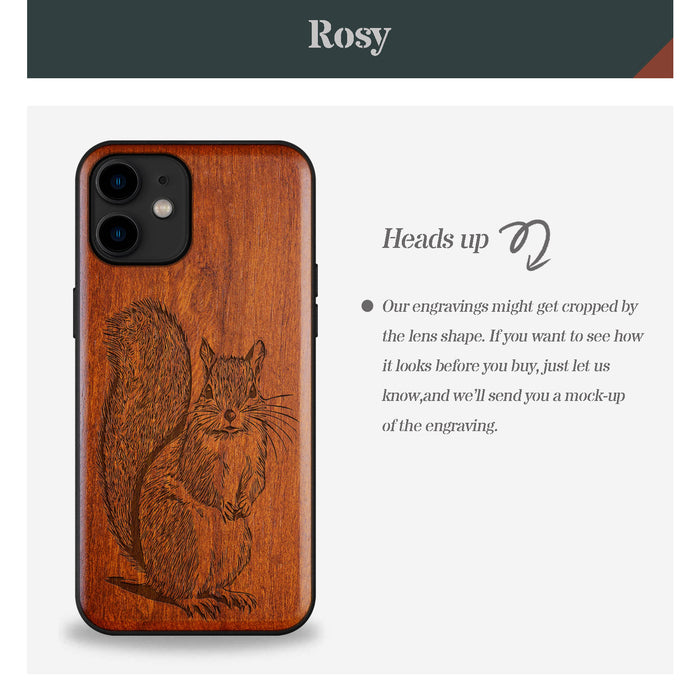 The Squirrel Sketch, Classic Engraved Wood & TPU Case - Artisanal Cover for Apple iPhone