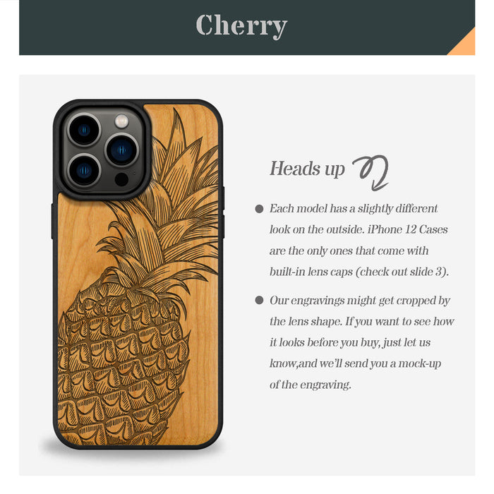 The Pineapple Fruit Design, Classic Engraved Wood & TPU Case - Artisanal Cover for Apple iPhone