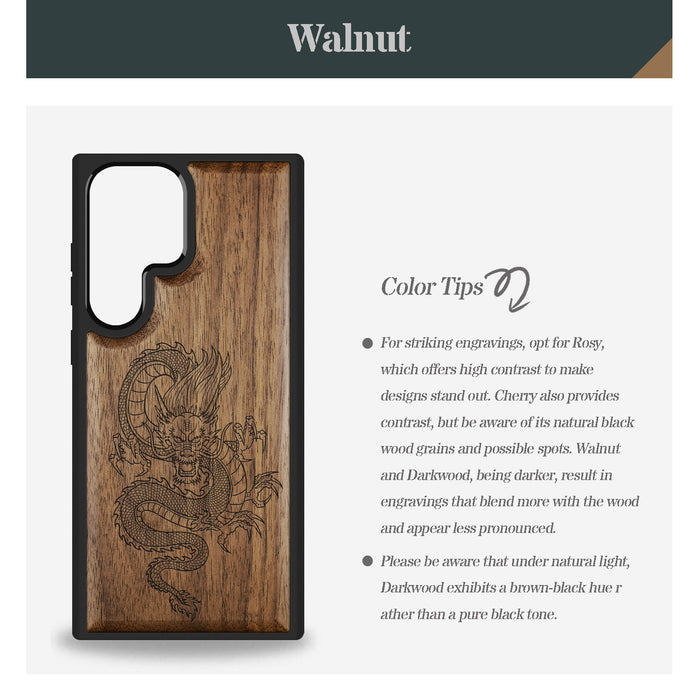 Oriental Dragon Classic Engraved Wood & TPU Case Samsung Galaxy Artisanal Case View