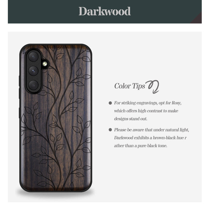 The Essence of Foliage, Classic Engraved Wood & TPU Case - Artisanal Cover for Samsung Galaxy