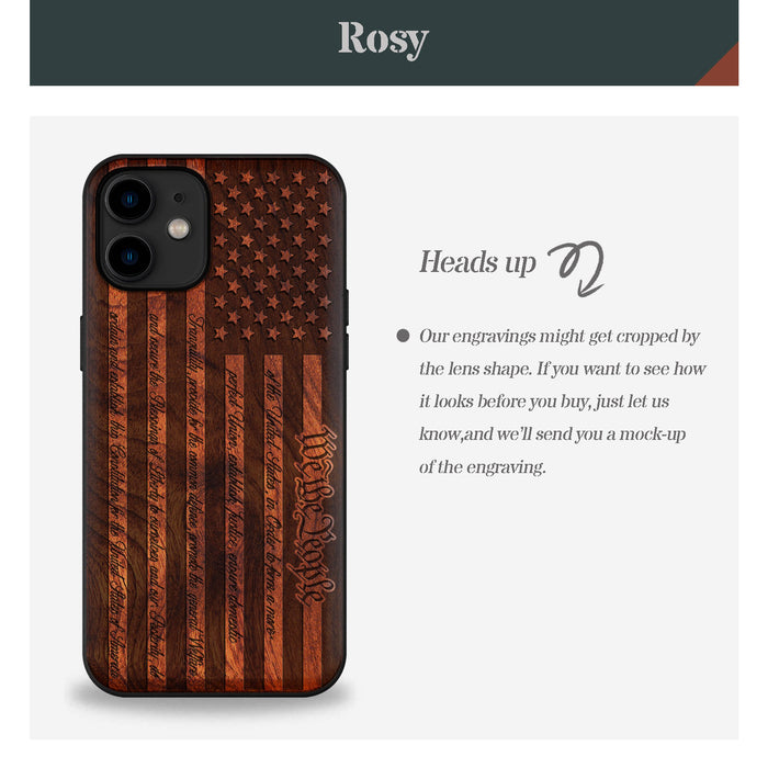 Legacy of Liberty, Classic Engraved Wood & TPU Case - Artisanal Cover for Apple iPhone