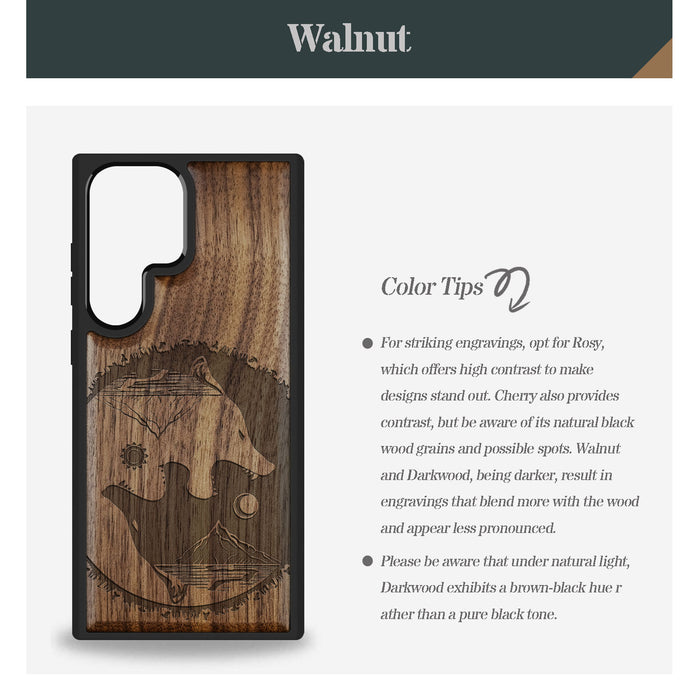 Yin-Yang Wolf Classic Engraved Wood & TPU Case Samsung Galaxy Artisanal Case View
