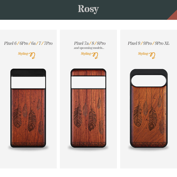 The Feathered Tapestry, Classic Engraved Wood & TPU Case - Artisanal Cover for Google Pixel