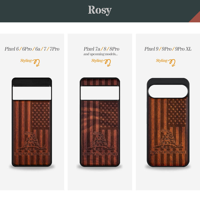 Gadsden and the American Flag, Classic Engraved Wood & TPU Case - Artisanal Cover for Google Pixel