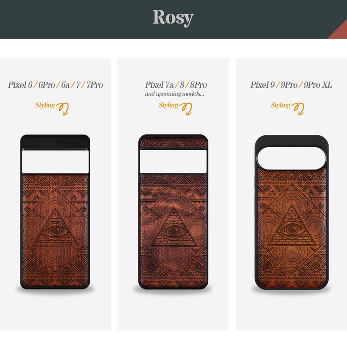 The All-Seeing Eye and the Aztec Voyage, Classic Engraved Wood & TPU Case - Artisanal Cover for Google Pixel