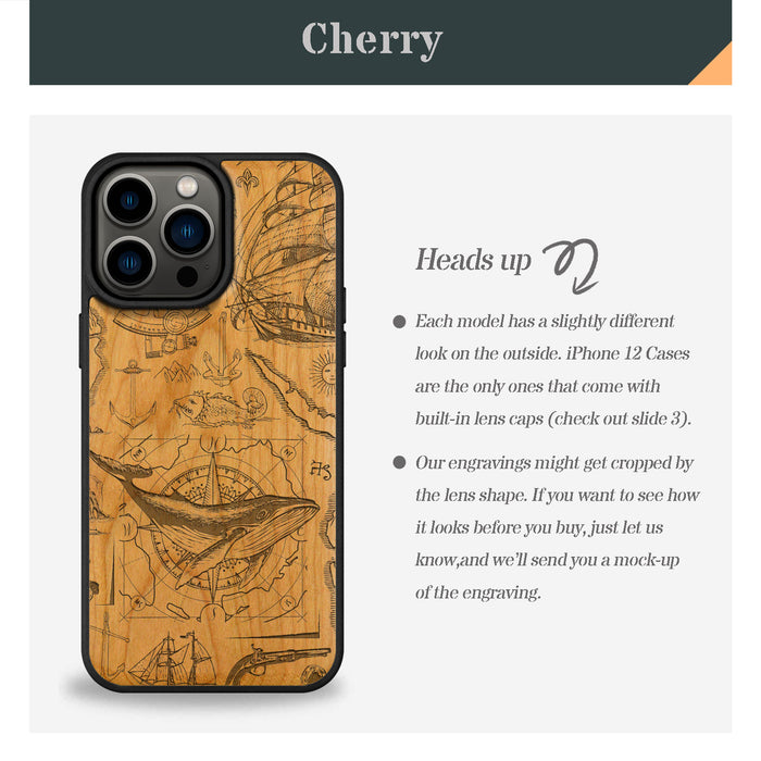 The Spirit of Discovery, Classic Engraved Wood & TPU Case - Artisanal Cover for Apple iPhone