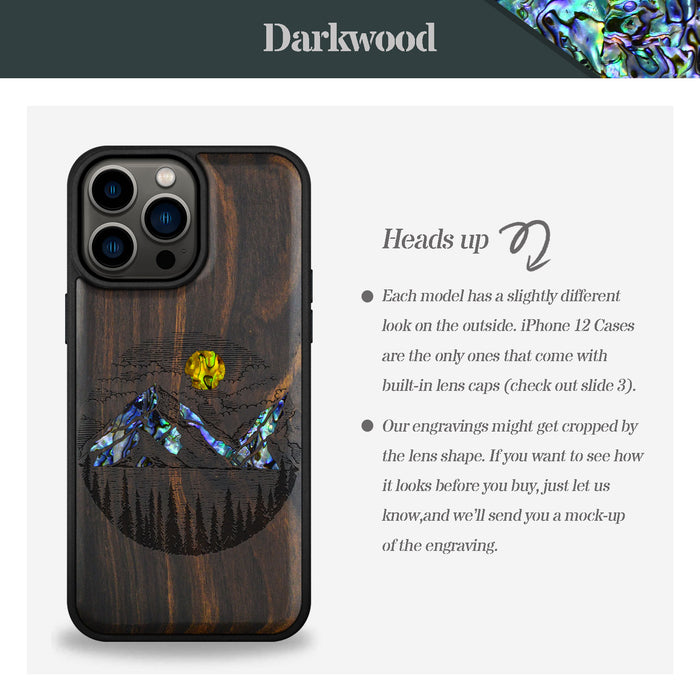 A Captivating Landscape Painting, Hand-Inlaid Wood & Mother of Pearl Case - Artisanal Cover for Apple iPhone