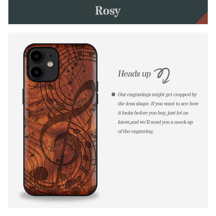 The Grand Clef and Musical Notes, Classic Engraved Wood & TPU Case - Artisanal Cover for Apple iPhone