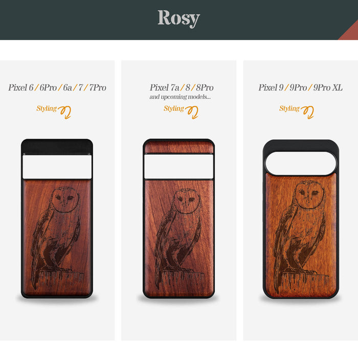 The Majestic Barn Owl, Classic Engraved Wood & TPU Case - Artisanal Cover for Google Pixel