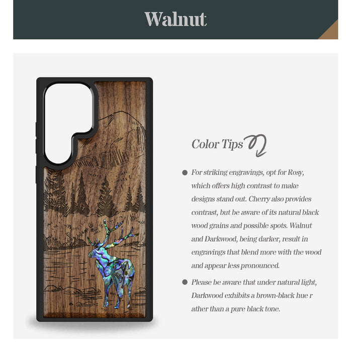 Alaskan Wilderness, Hand-Inlaid Wood & Mother of Pearl Case - Artisanal Cover for Samsung Galaxy