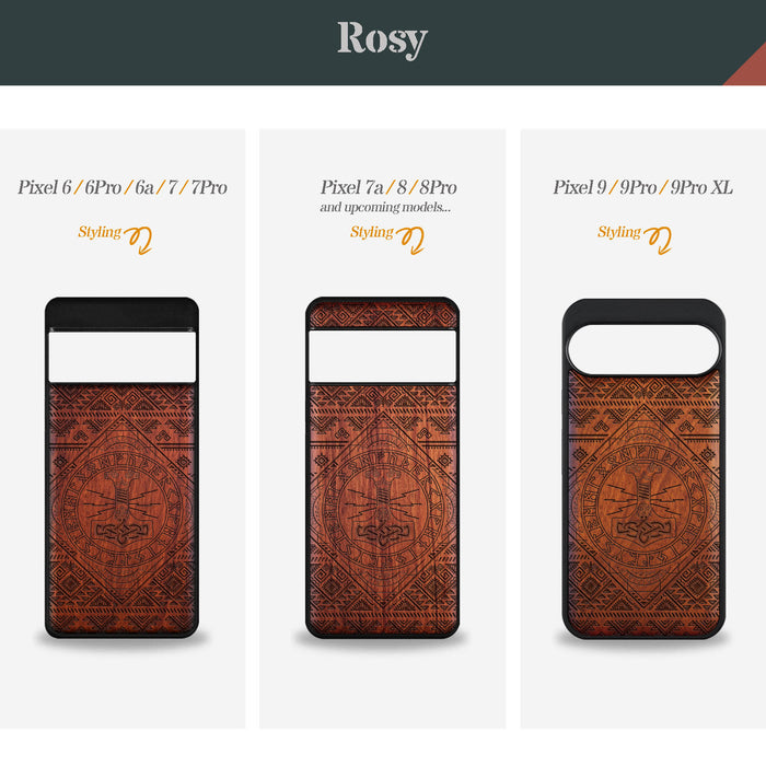 The Norse Resonance Mjollnir, Classic Engraved Wood & TPU Case - Artisanal Cover for Google Pixel