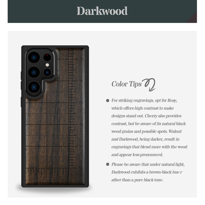 Measuring the Fine Details, Classic Engraved Wood & TPU Case - Artisanal Cover for Samsung Galaxy