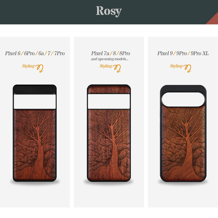 The Lino Print Tree, Classic Engraved Wood & TPU Case - Artisanal Cover for Google Pixel