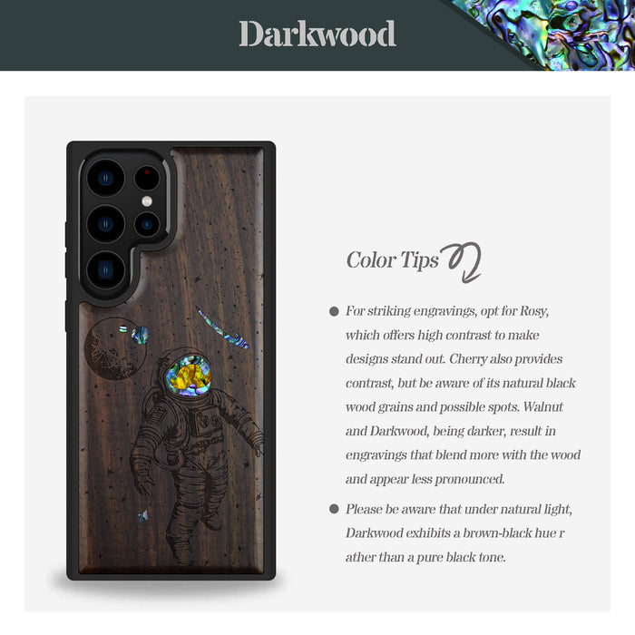 A Celestial Odyssey, Hand-Inlaid Wood & Mother of Pearl Case - Artisanal Cover for Samsung Galaxy