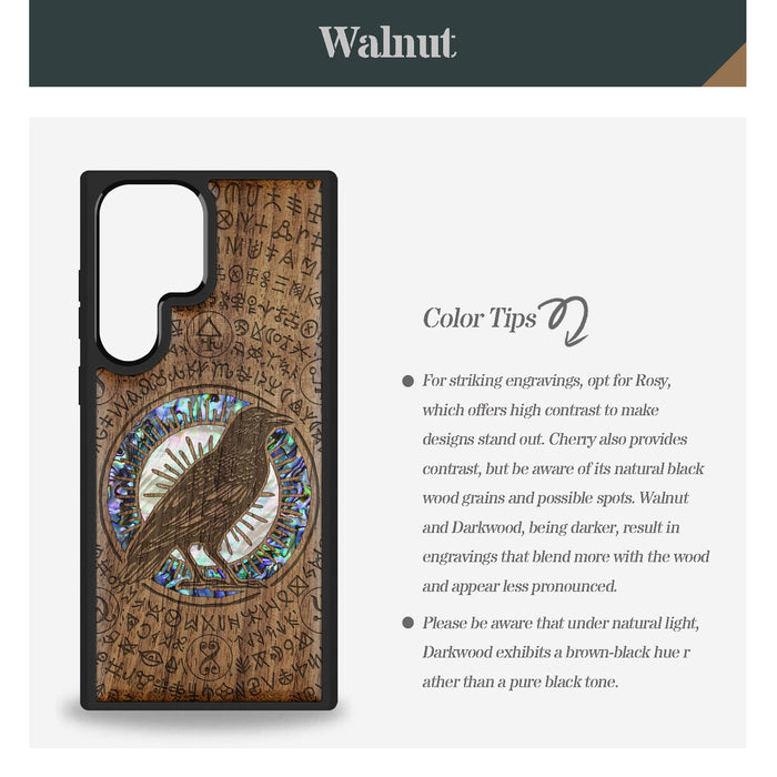 The Haloed Crow Hand-Inlaid Wood & Mother of Pearl Case Samsung Galaxy Artisanal Case View