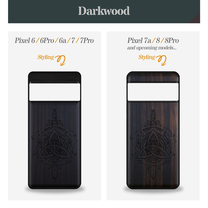 Norse Emblems, Classic Engraved Wood & TPU Case - Artisanal Cover for Google Pixel