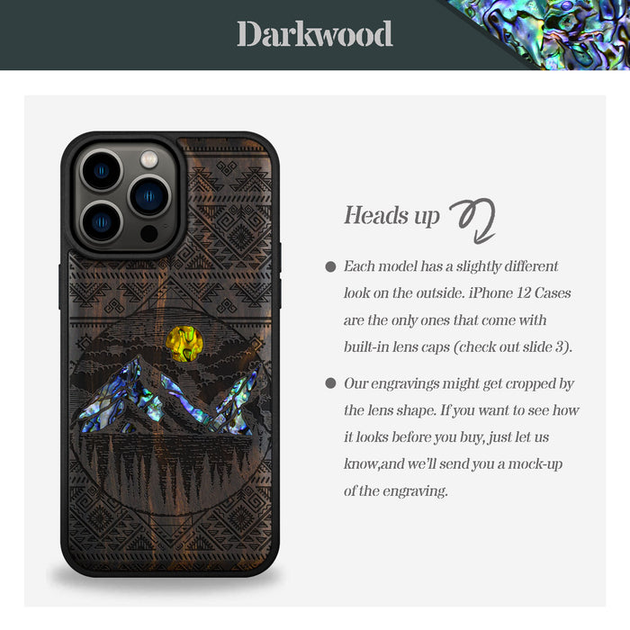 The Lens of Nature, Hand-Inlaid Wood & Mother of Pearl Case - Artisanal Cover for Apple iPhone