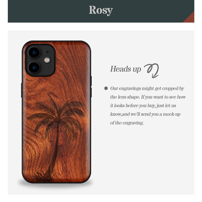 The Palm Tree Silhouette, Classic Engraved Wood & TPU Case - Artisanal Cover for Apple iPhone