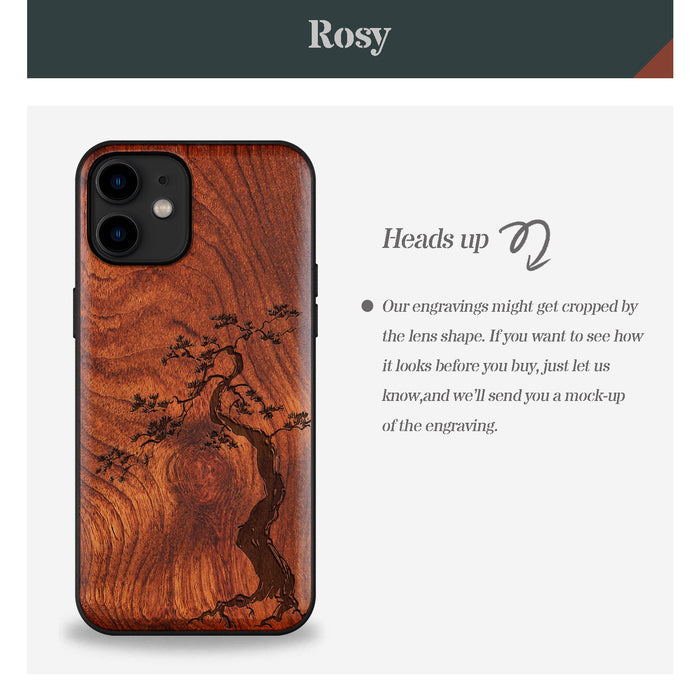 The Majestic Pine Tree, Classic Engraved Wood & TPU Case - Artisanal Cover for Apple iPhone